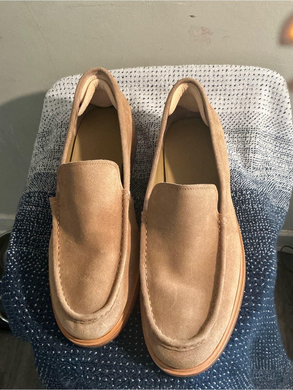 Vince Men's Suede Slip-On Loafers in Beige - Picture 2 of 5